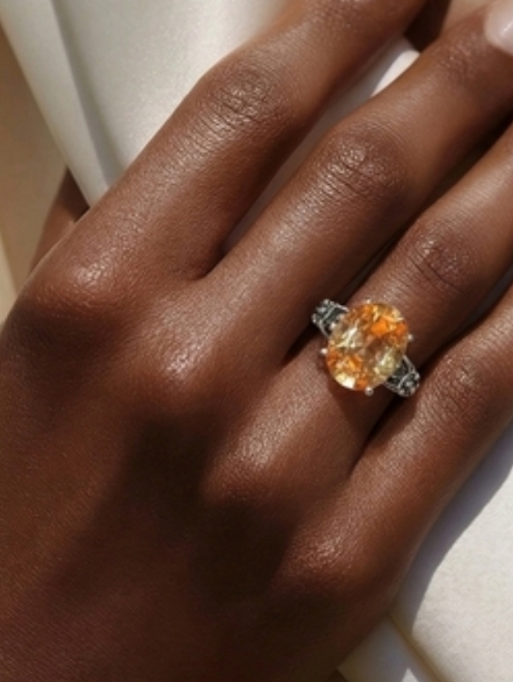 🆕️ Size 5 Karis Simulated Champagne Color Diamond Solitaire Ring 8.35 Ctw